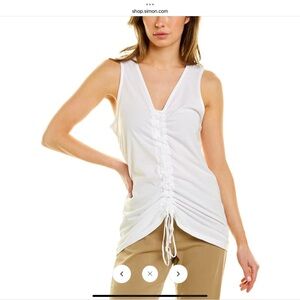 NWT XCVI Yanni White Ruched Sleeveless Tank